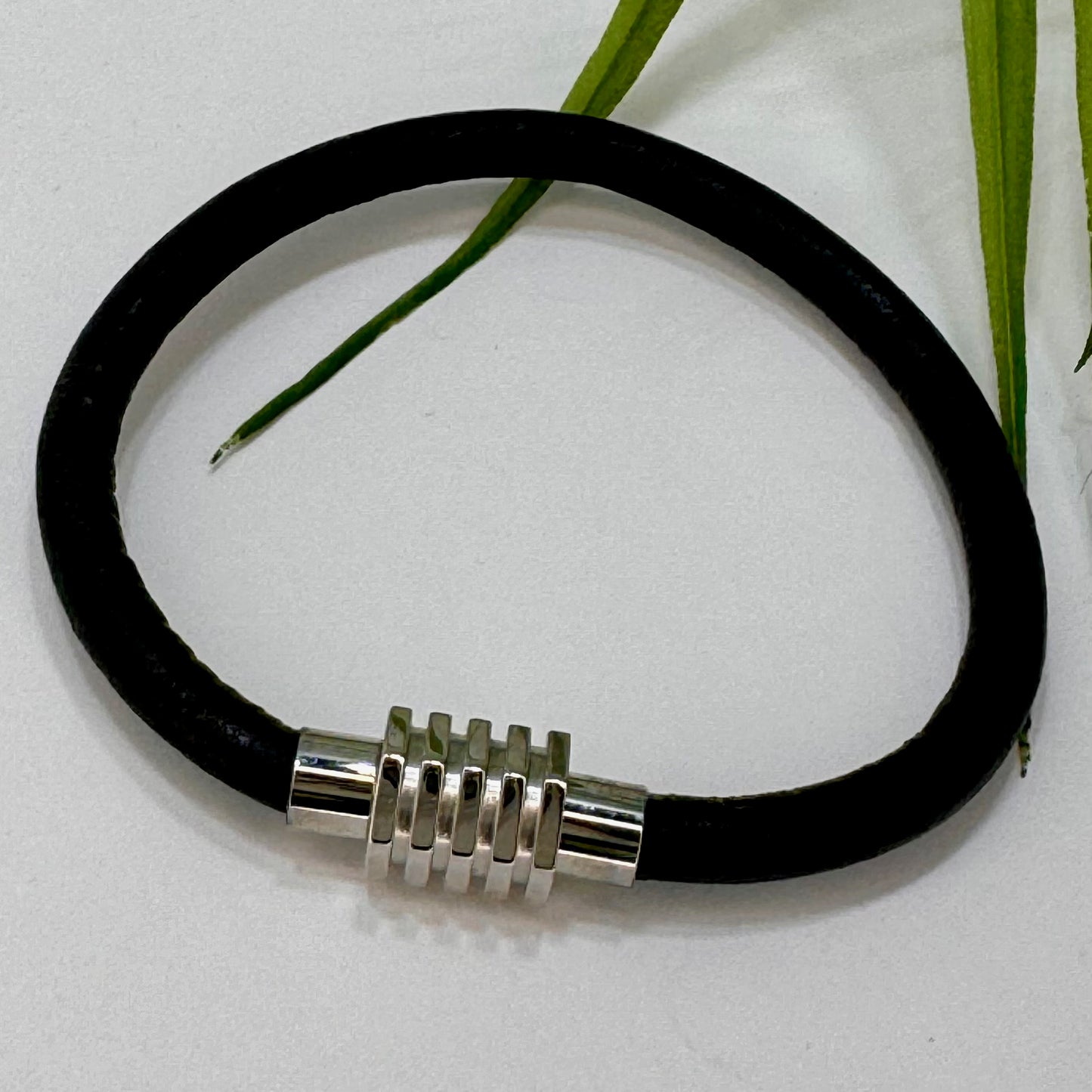 Black or Expresso Leather Cord Bracelet with Magnetic Clasp