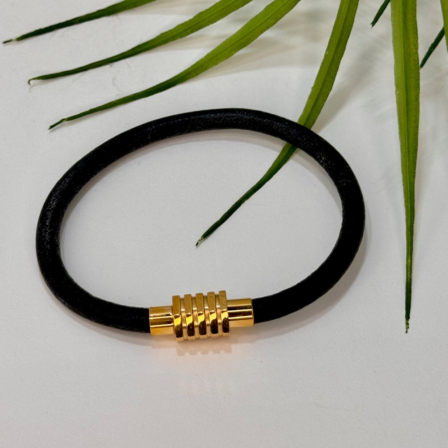 Black or Expresso Leather Cord Bracelet with Magnetic Clasp