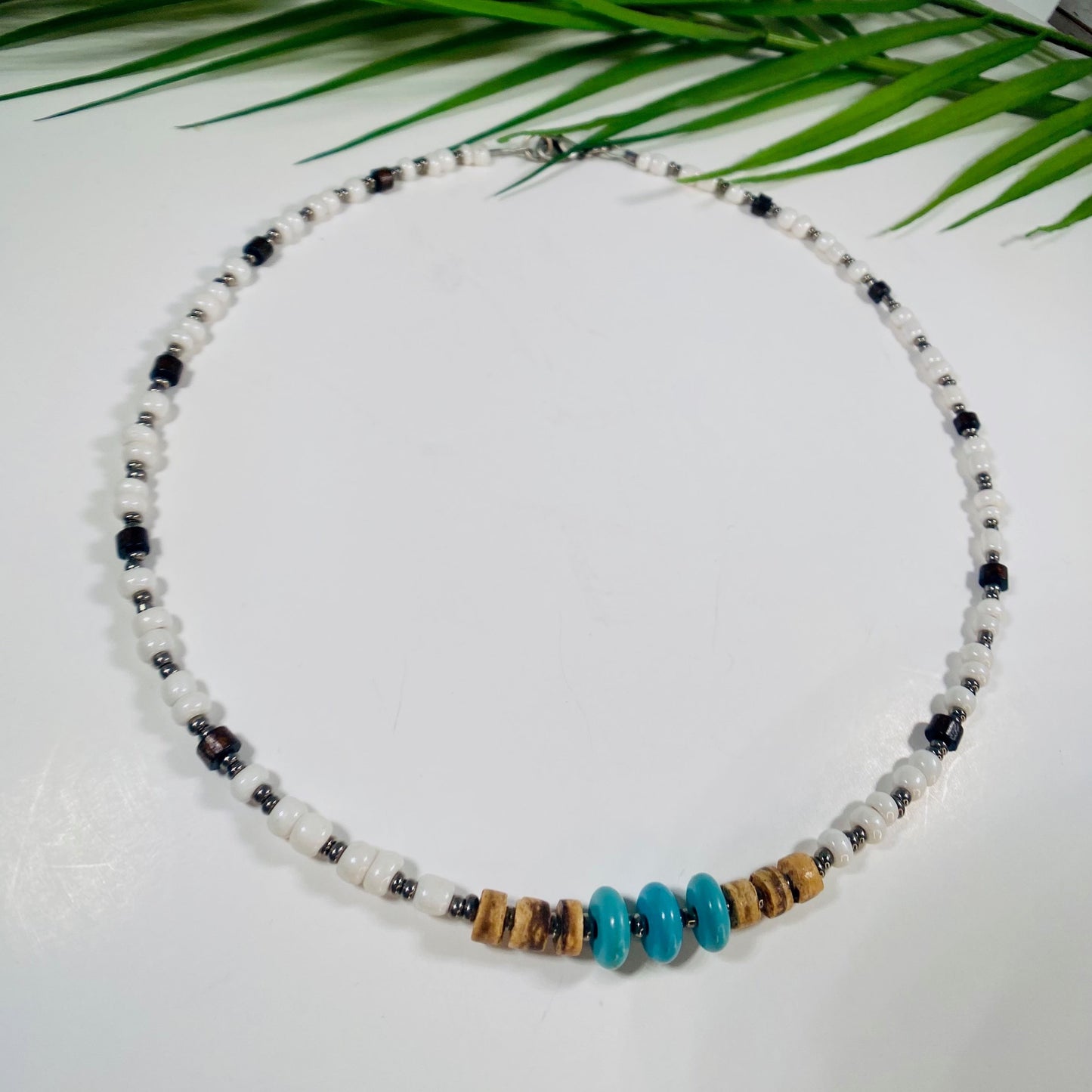 Beaded Choker Necklace with Turquoise accents