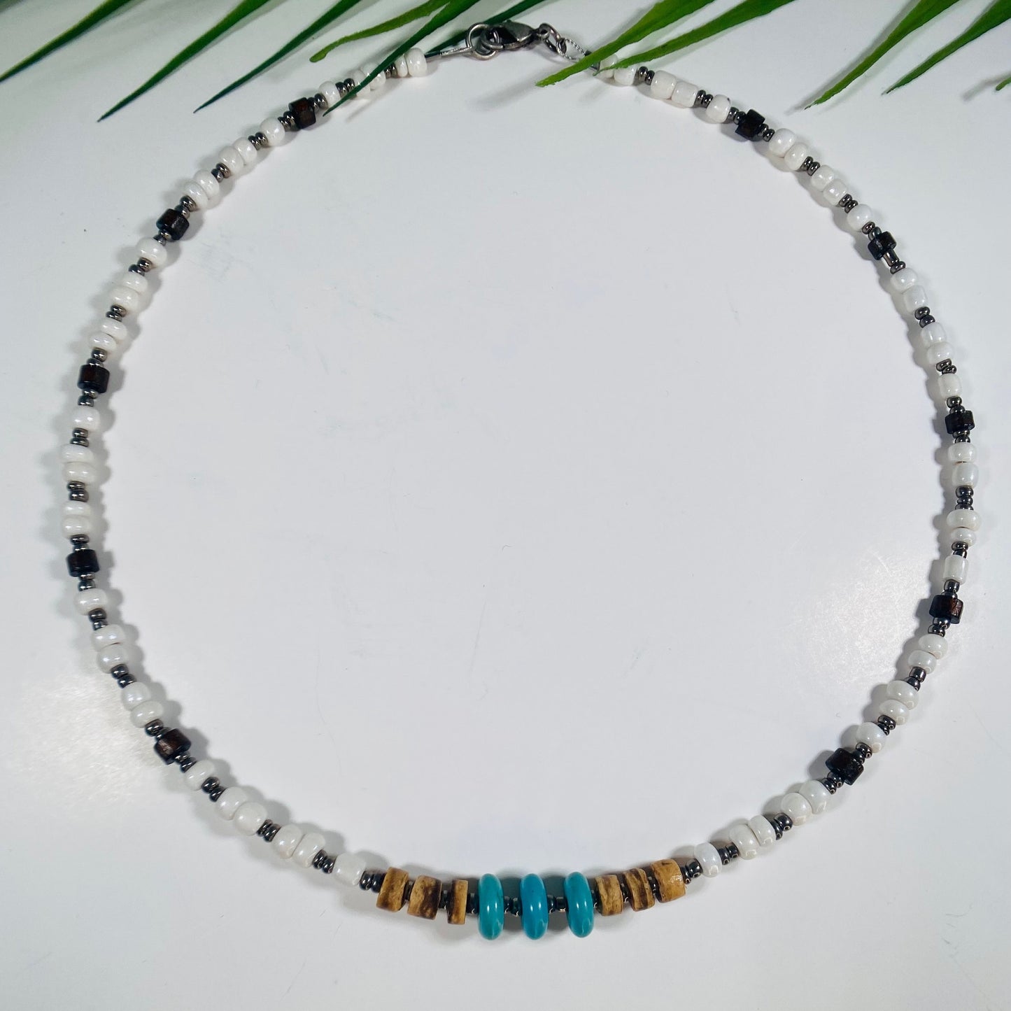 Beaded Choker Necklace with Turquoise accents