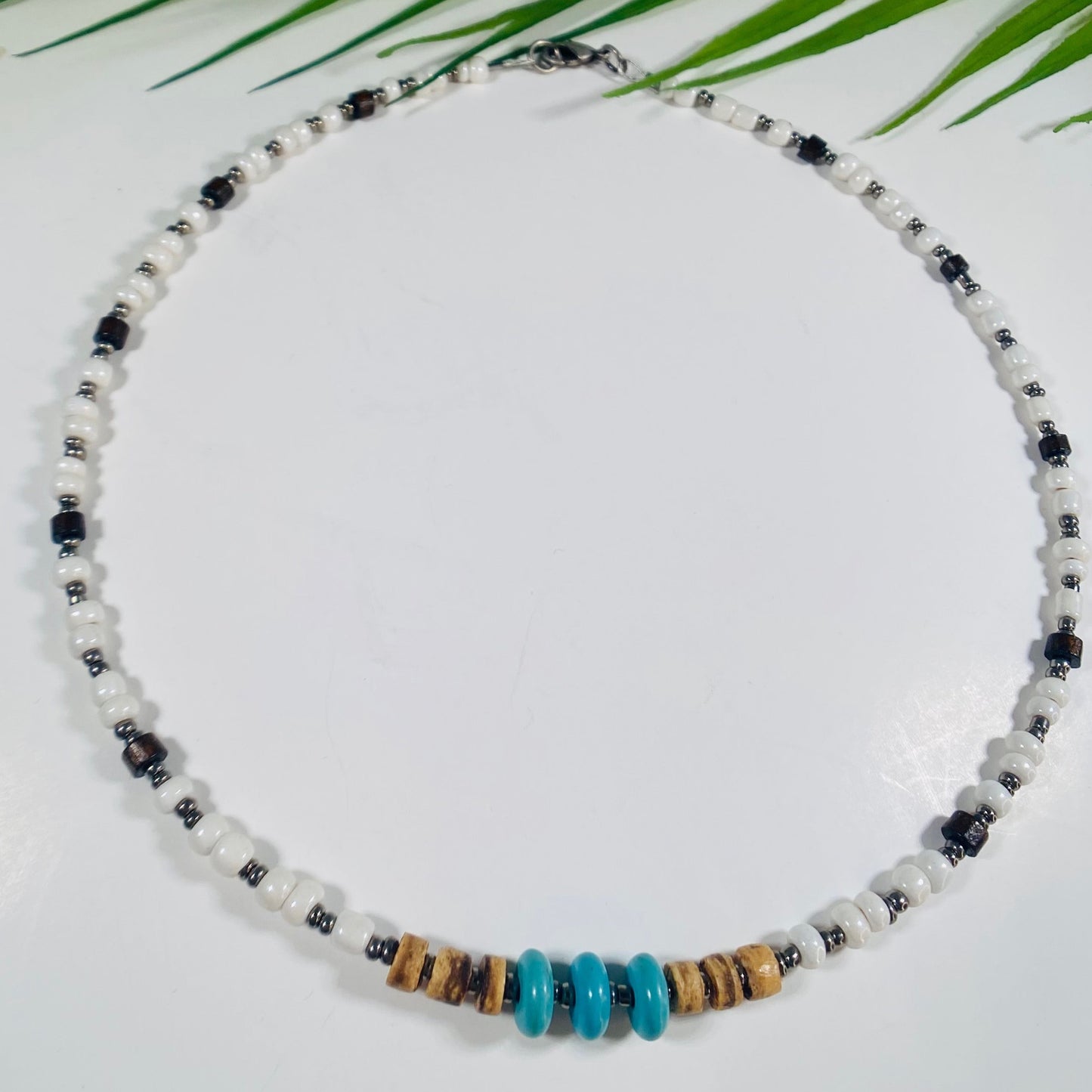 Beaded Choker Necklace with Turquoise accents