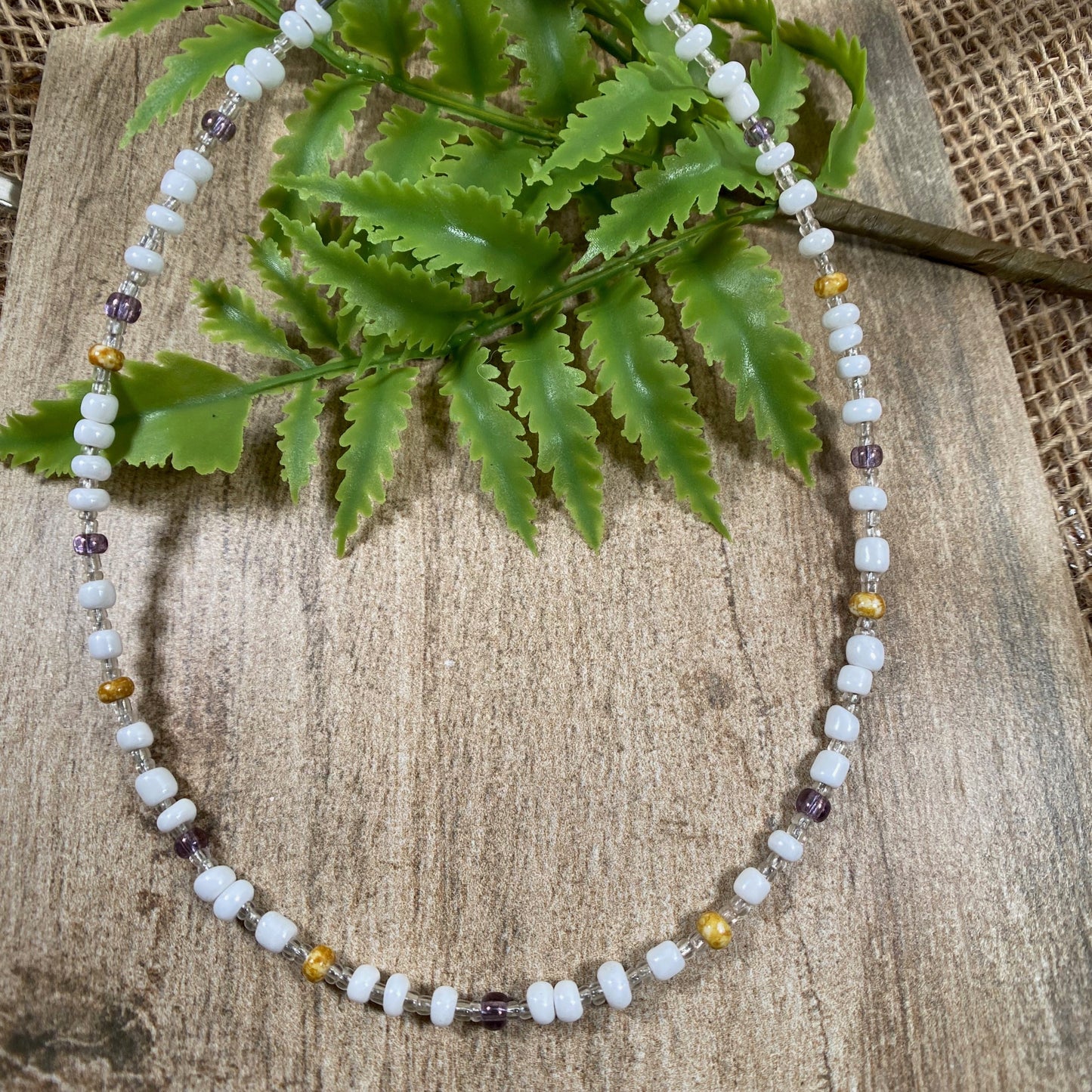 Beaded Choker Necklace with purple accents