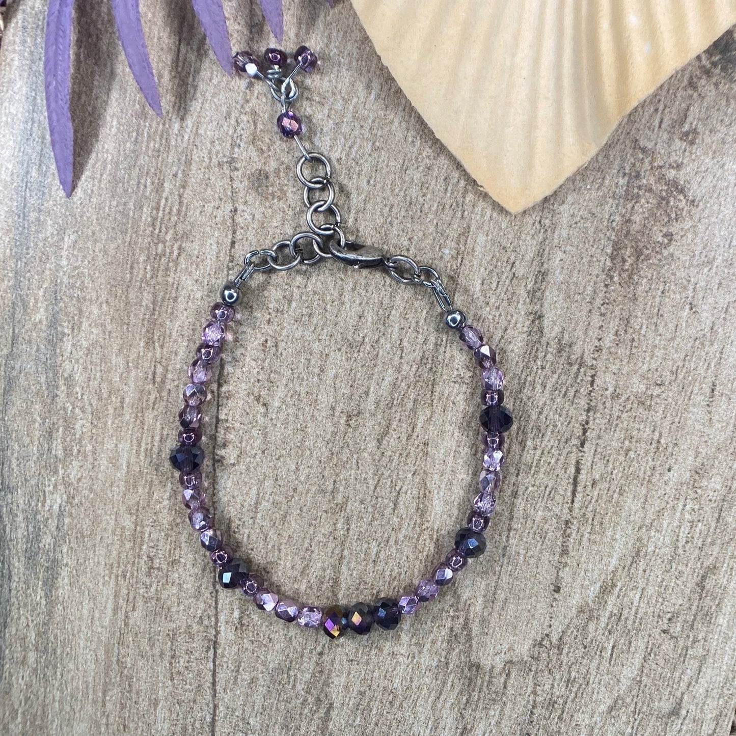 Ankle Bracelet / Bracelet Purple Crystals Beads