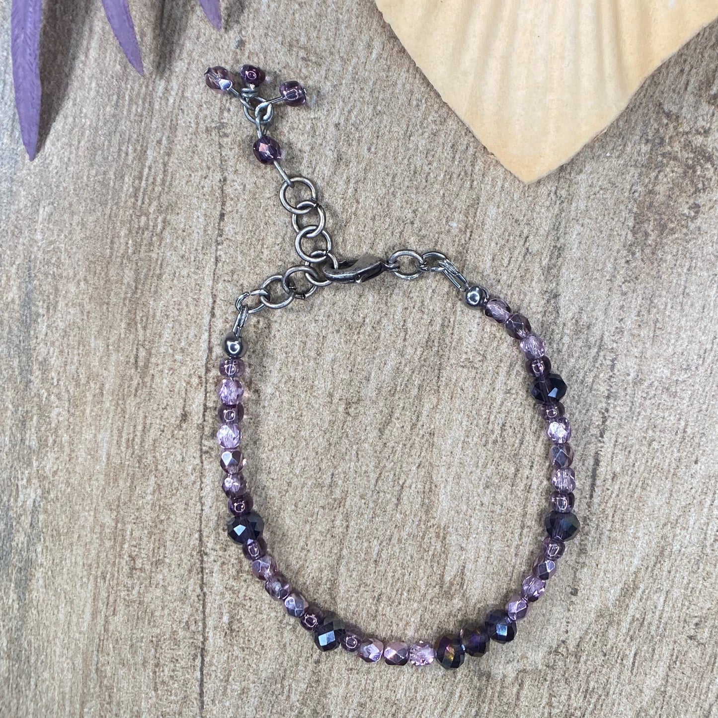 Ankle Bracelet / Bracelet Purple Crystals Beads