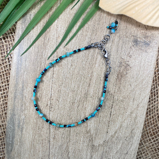 Turquoise blue multi color blue anklet