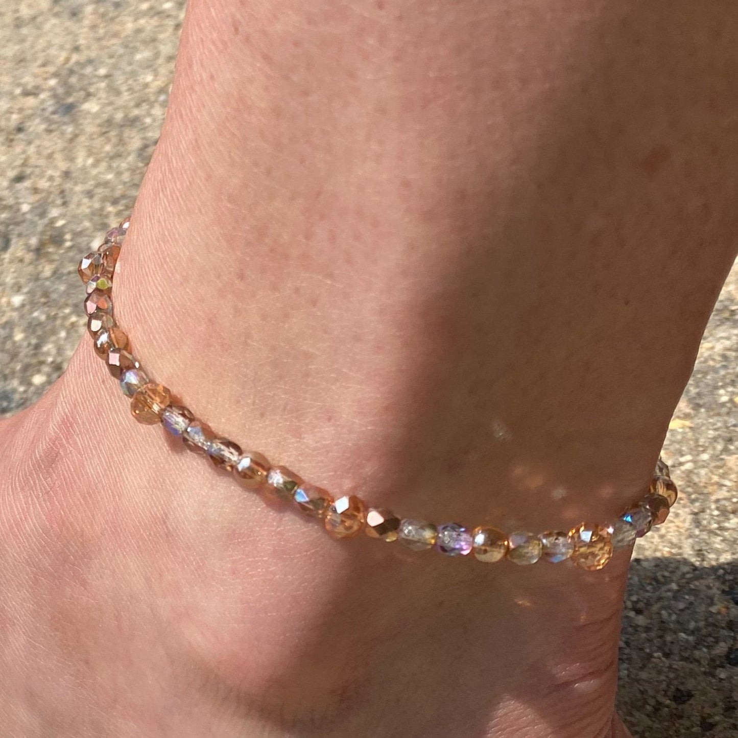 Ankle Bracelet / Bracelet Golden Crystal beads