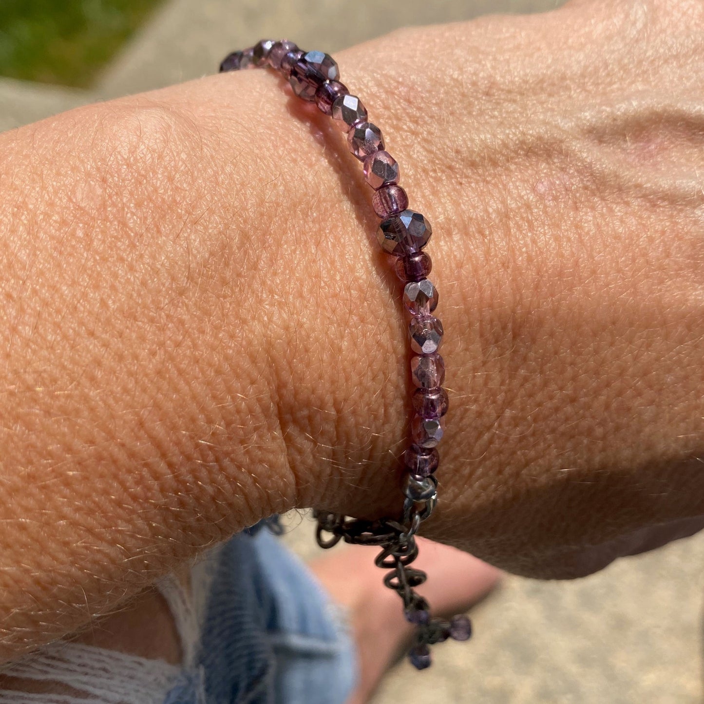 Ankle Bracelet / Bracelet Purple Crystals Beads