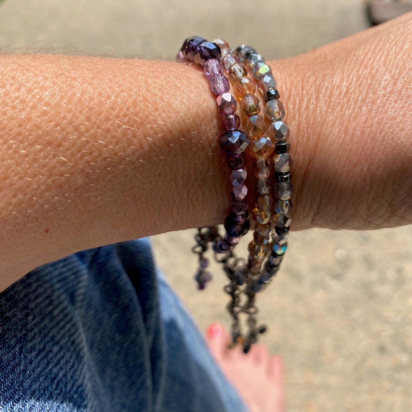 Ankle Bracelet / Bracelet Purple Crystals Beads