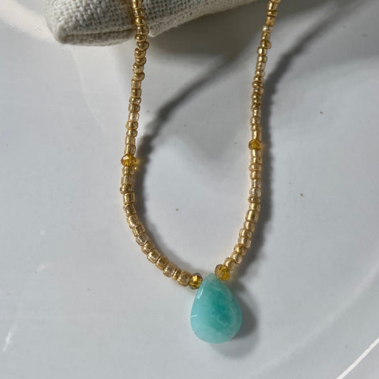 Larimar Pendant Beaded Necklace