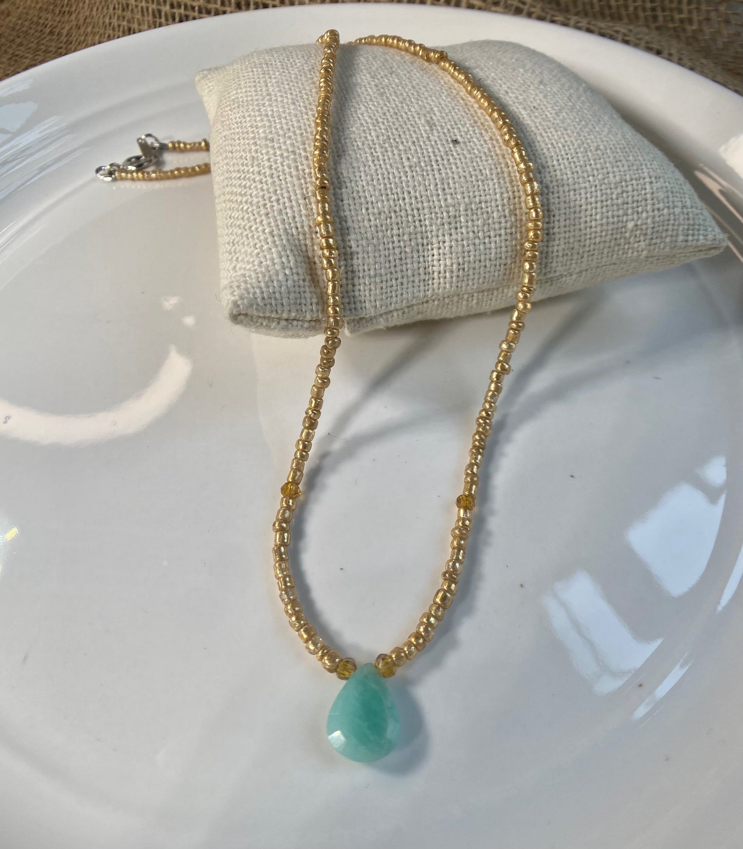 Larimar Pendant Beaded Necklace