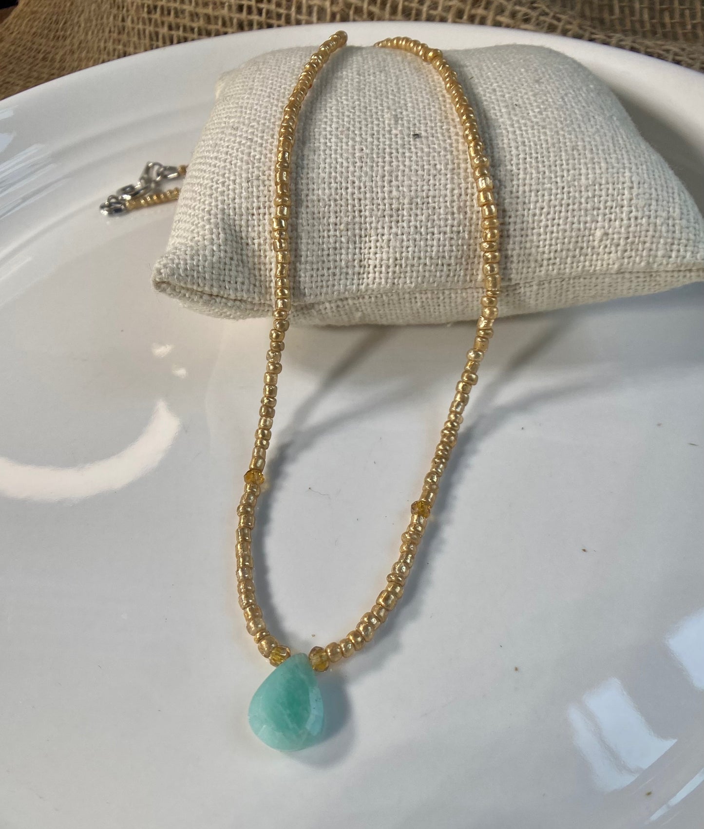 Larimar Pendant Beaded Necklace