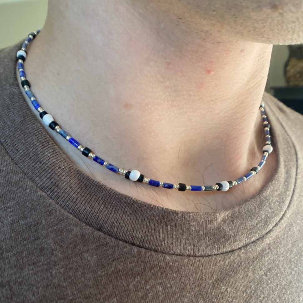 Lapis Gemstone Beaded Choker Necklace