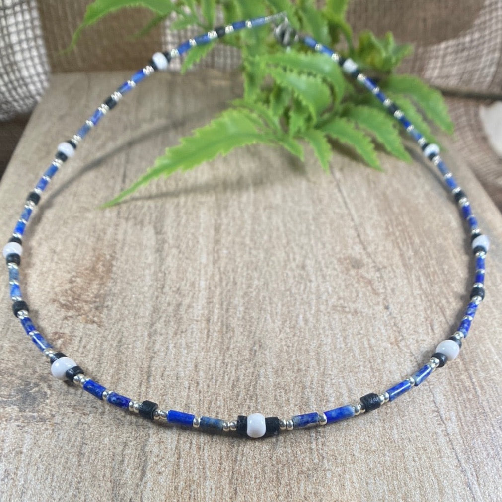 Lapis Gemstone Beaded Choker Necklace