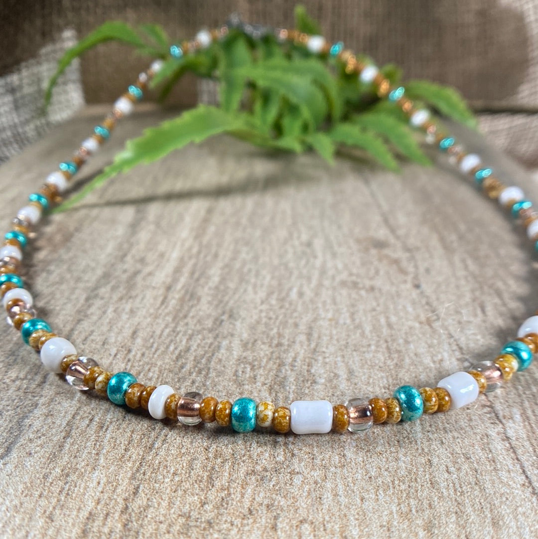 Multi Color Turquoise  Beaded Choker Necklace