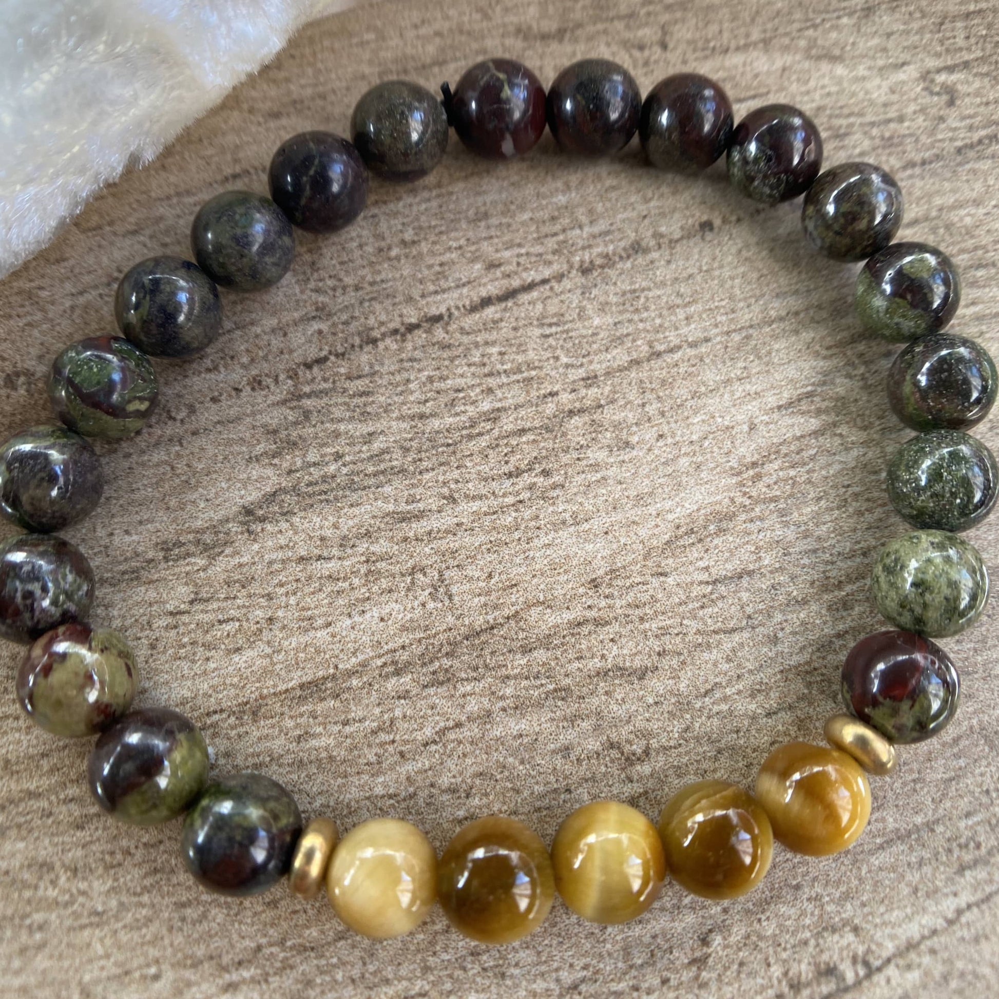 Tiger Eye Dragon Bloodstone Jasper Beaded Bracelet