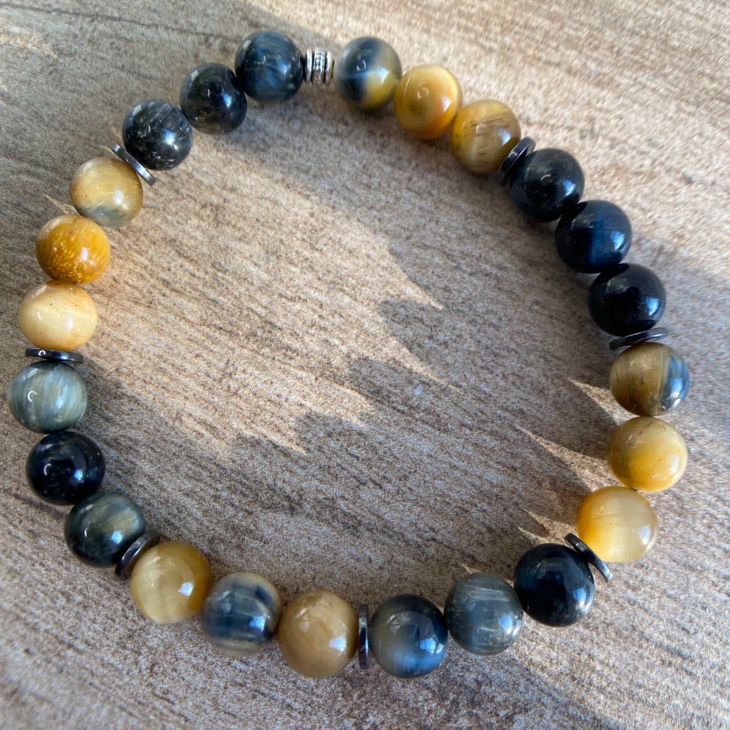 Blue Tiger Eye Beaded Stretch Bracelet 8mm - Serenity