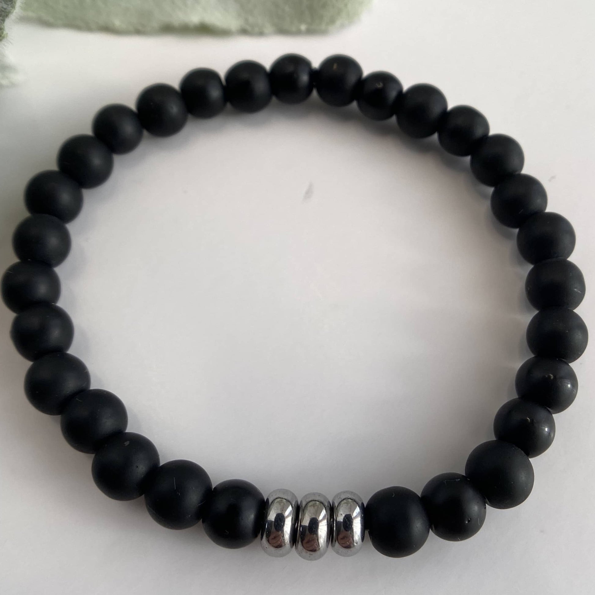 Men's Matte Onyx Beaded Bracelet | Black Gemstone Bead Bracelet