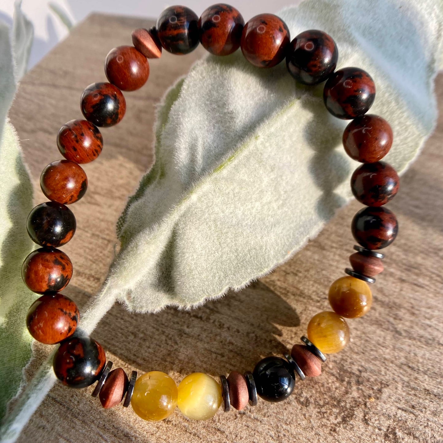 Natural Mahogany Jasper Beaded Stretch Bracelet 8mm - Vibrancy & Passion